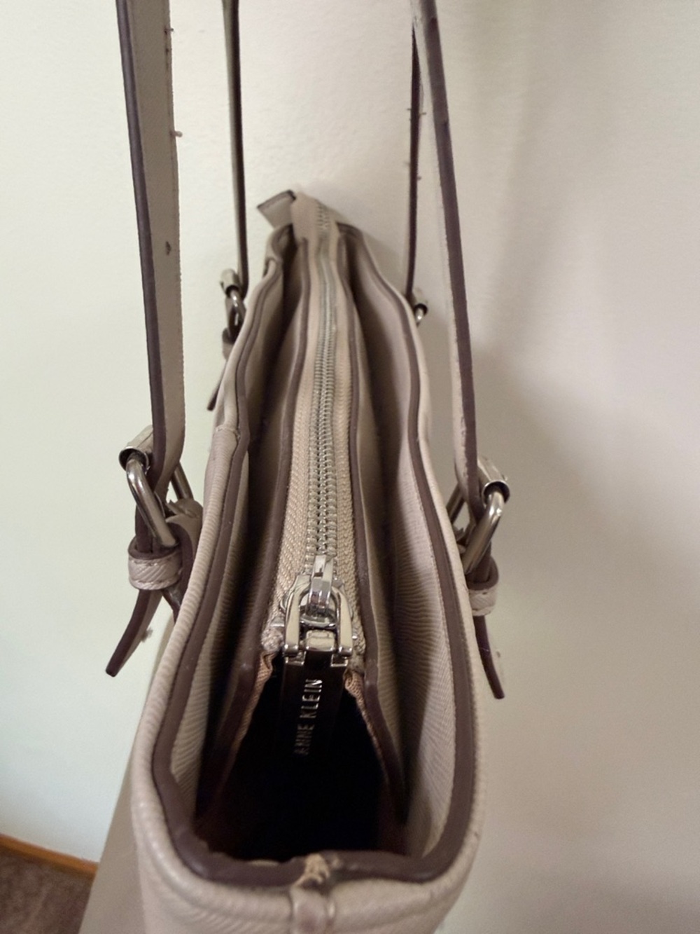 Anne Klein Classic Gray Women’s Tote Bag - Structured Everyday Handbag - Picture 7 of 13